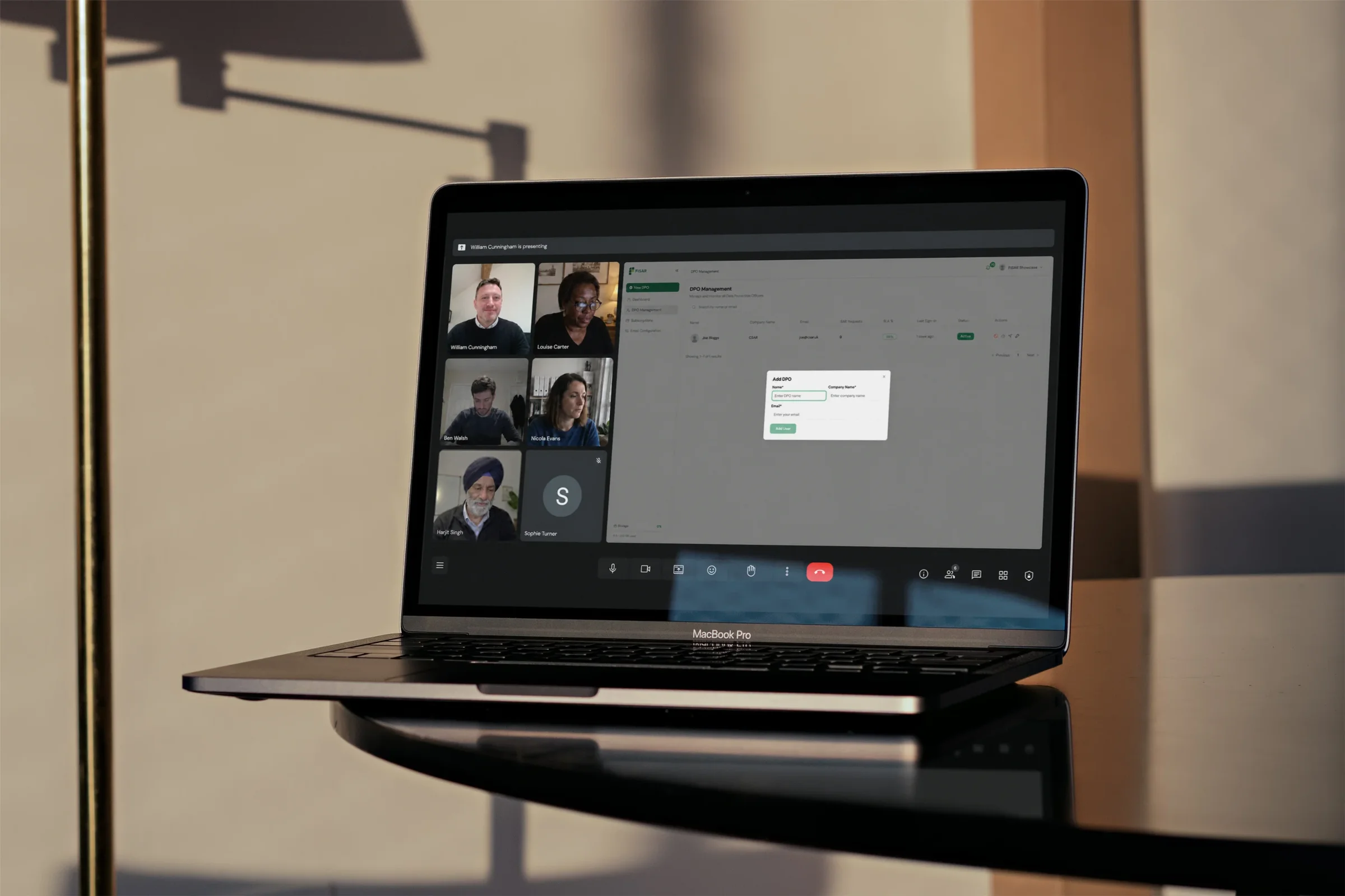 A live Fisar demo session on a video call